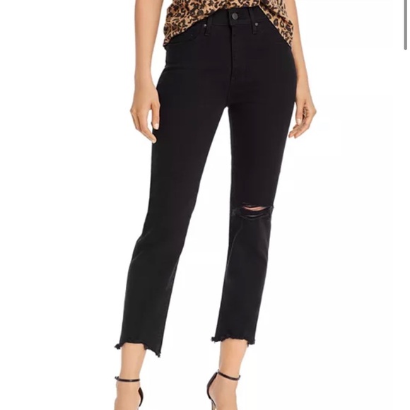 Levis Premium 724 High Rise Straight Crop in Black Pixel - Picture 1 of 7